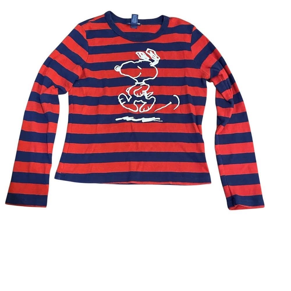 Limited Too Vintage Girls XL Striped Red Blue Snoopy Y2K 90s Long Sleeve Tee